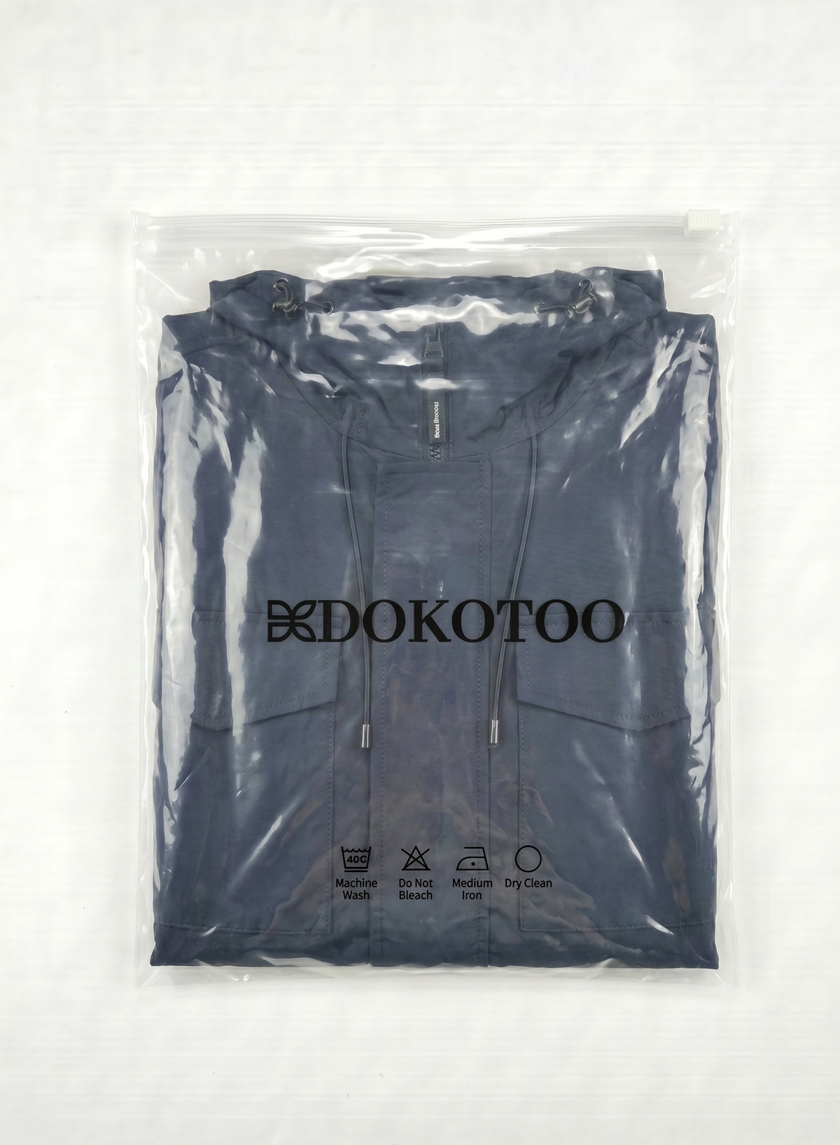 DOKOTOO Men's Navy Blue Hooded Utility Jacket, Water Resistant Multi Pocket Windbreaker, Casual Outdoor Workwear Coat