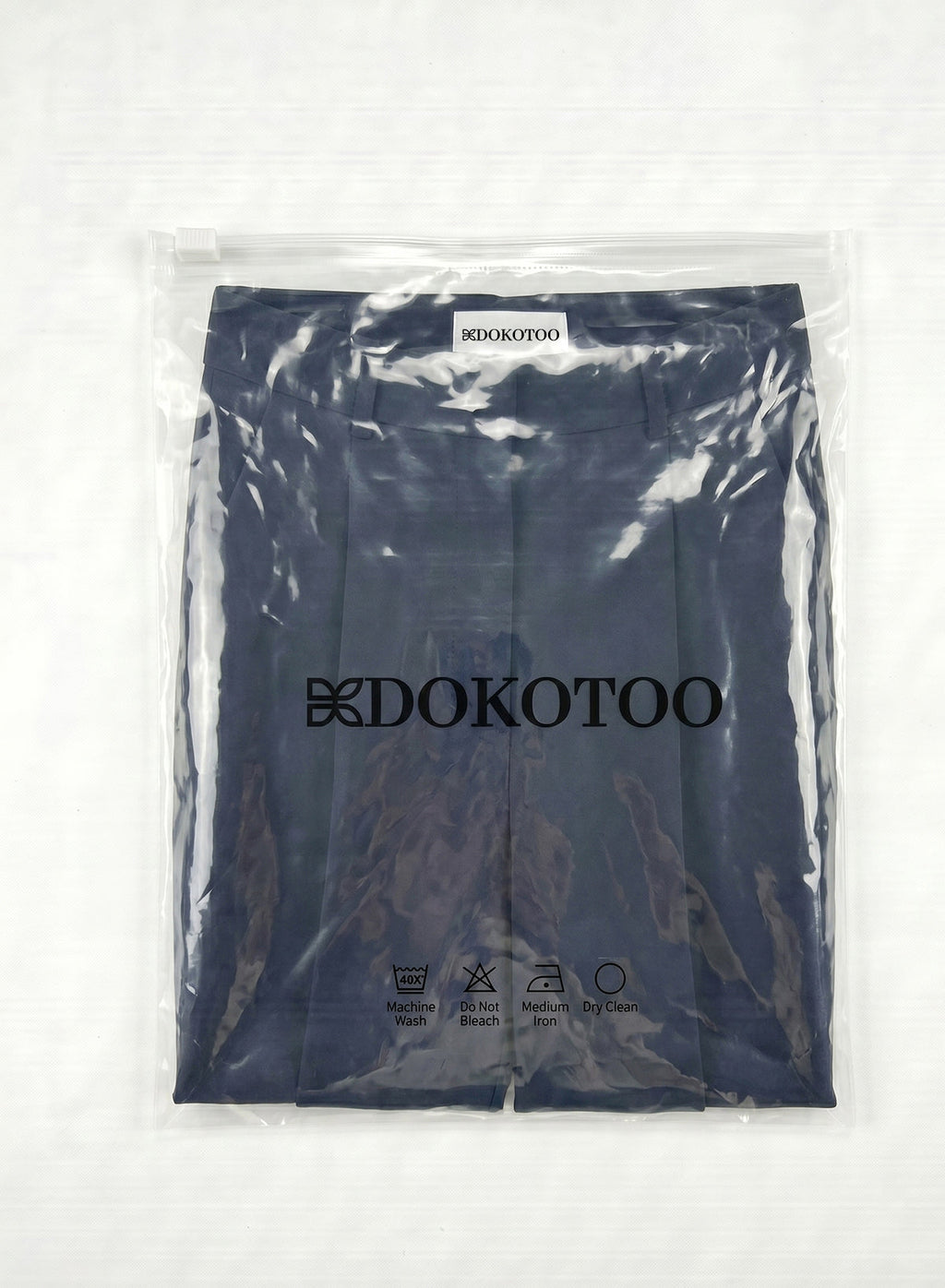 DOKOTOO Women's High Waisted Wide Leg Dress Pants, Navy Blue Pleated Straight Leg Trousers with Pockets, Business Casual Work Office Pants
