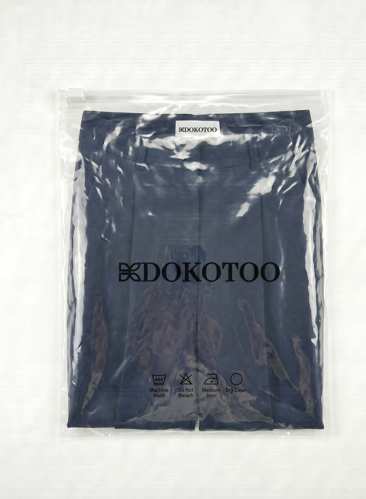 DOKOTOO Women's High Waisted Wide Leg Dress Pants, Navy Blue Pleated Straight Leg Trousers with Pockets, Business Casual Work Office Pants