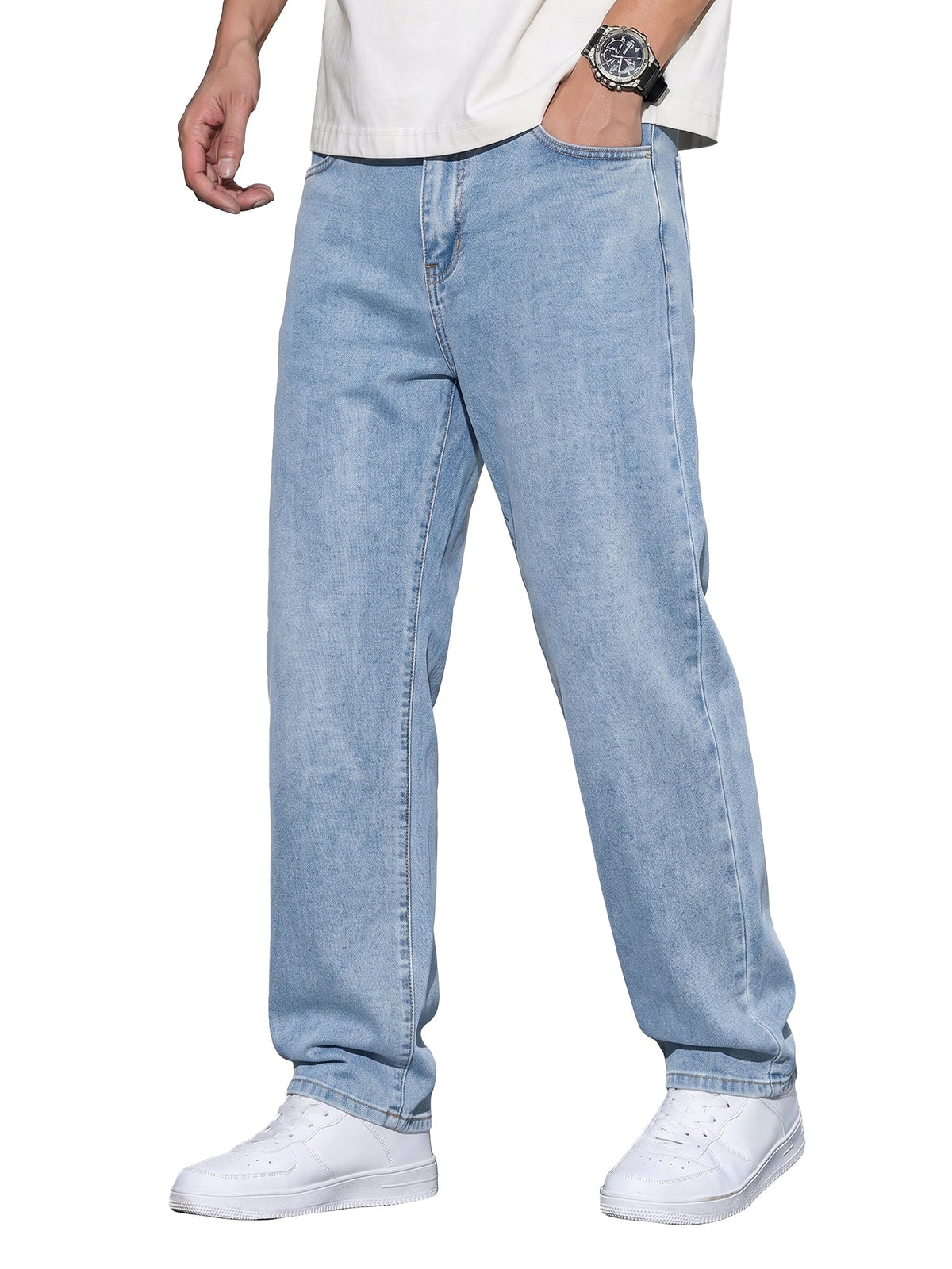 Dokotoo Men Mens Baggy Wide Leg Jeans Loose Fit Denim Pants