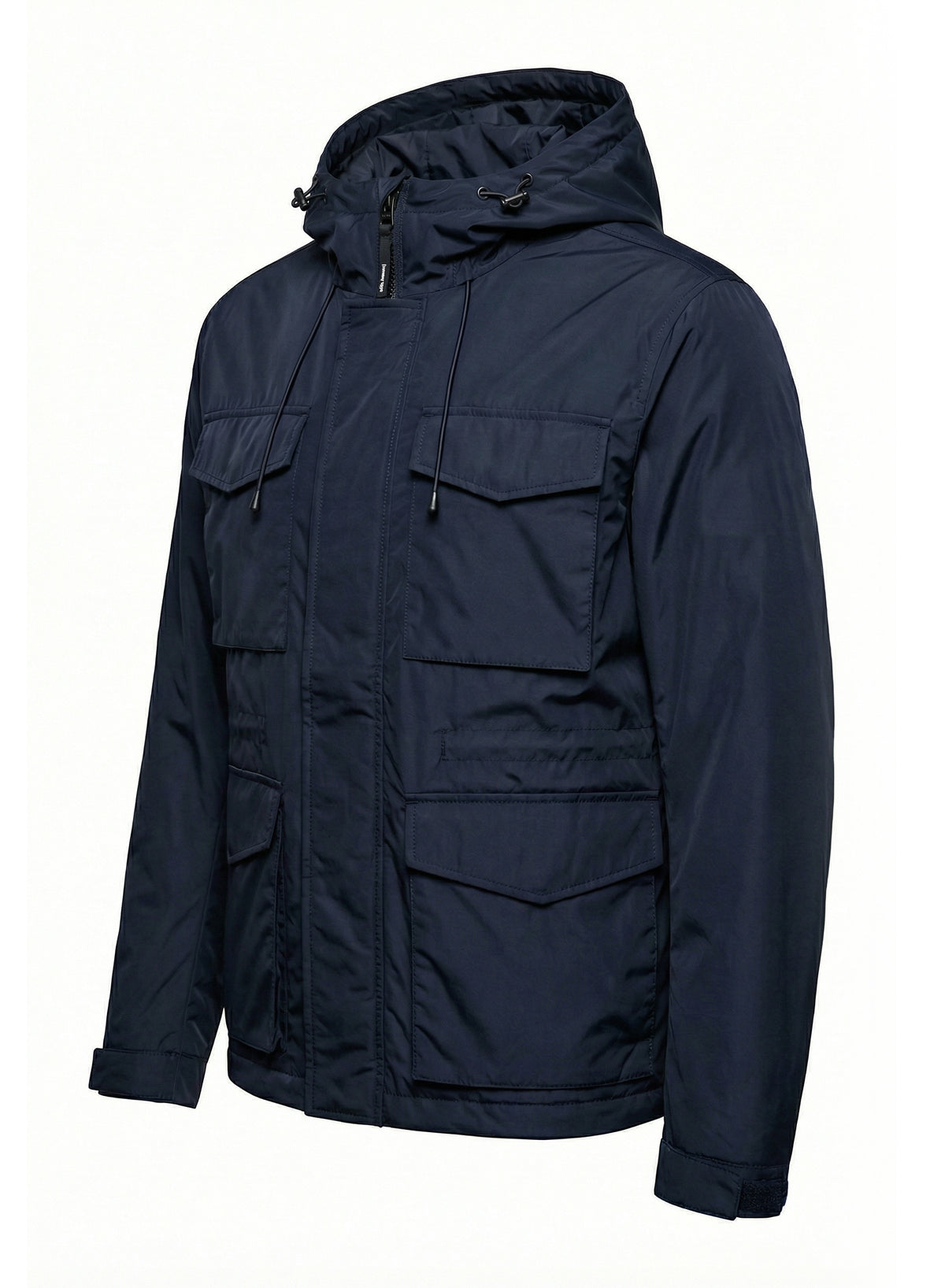 DOKOTOO Men's Navy Blue Hooded Utility Jacket, Water Resistant Multi Pocket Windbreaker, Casual Outdoor Workwear Coat